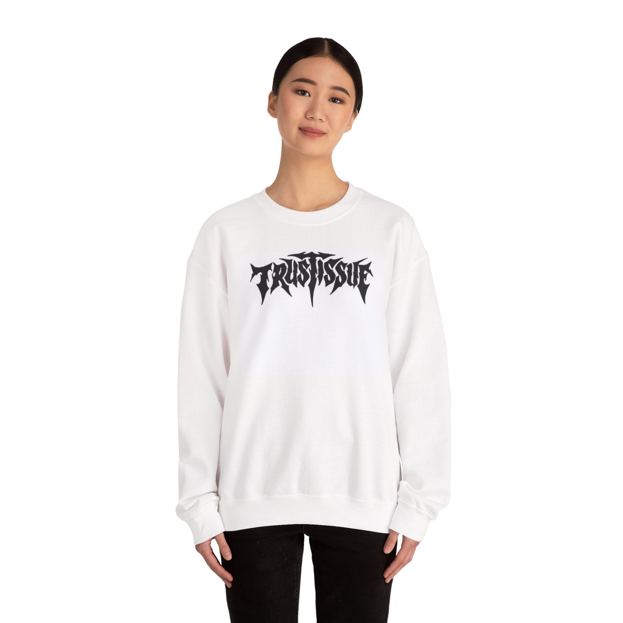 Trust Issue Graphic Sweatshirt — Edgy Black Lettering Crewneck