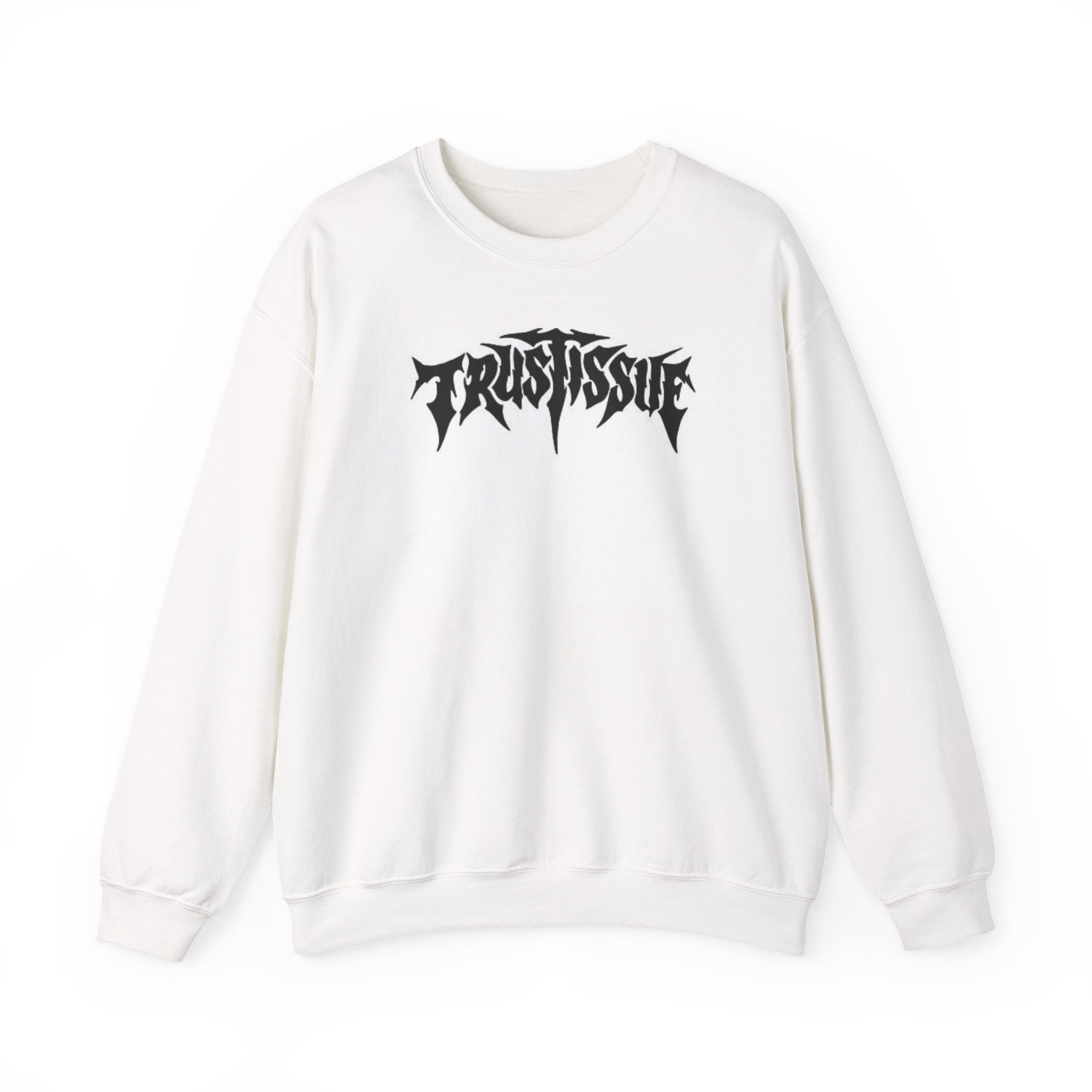 Trust Issue Graphic Sweatshirt — Edgy Black Lettering Crewneck