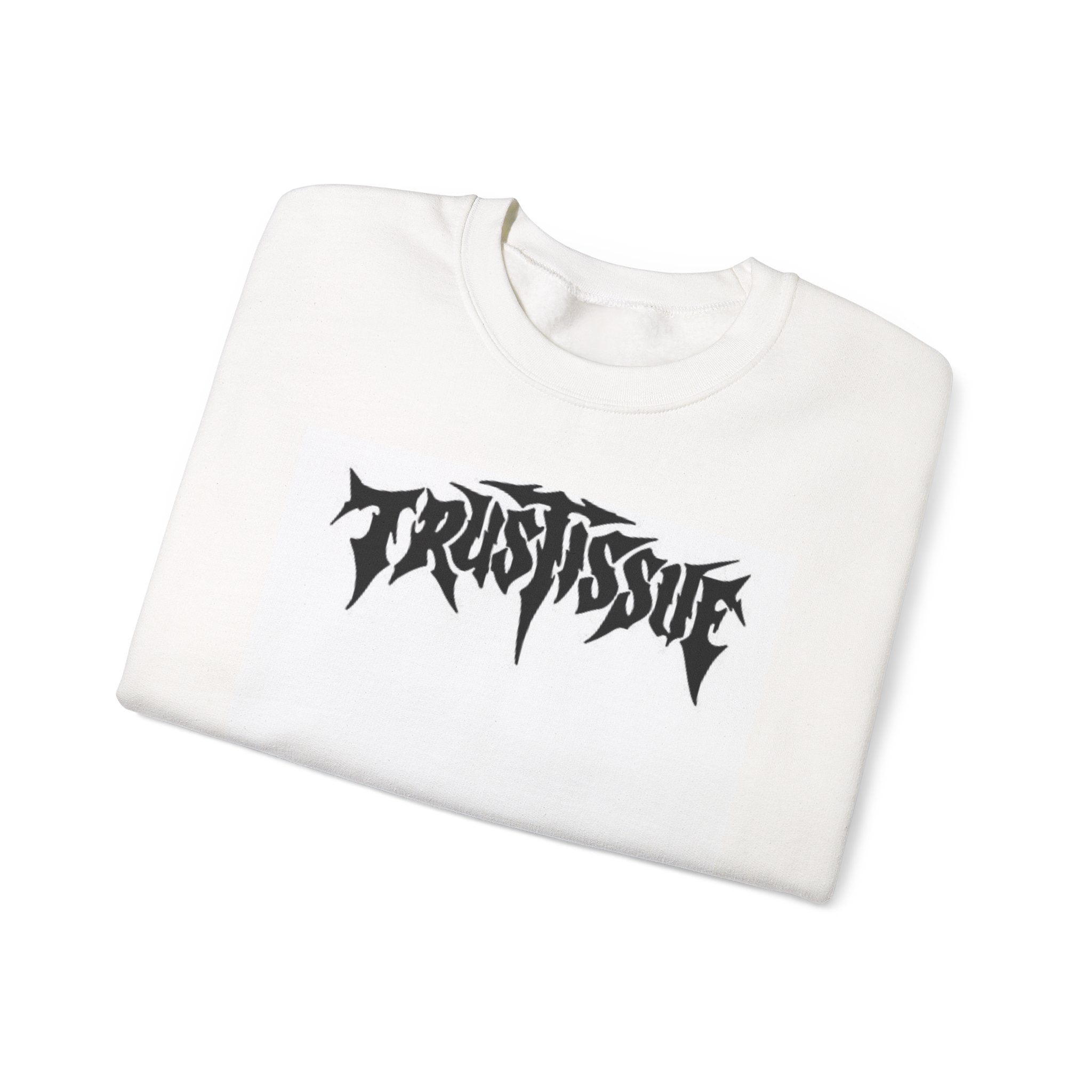 Trust Issue Graphic Sweatshirt — Edgy Black Lettering Crewneck